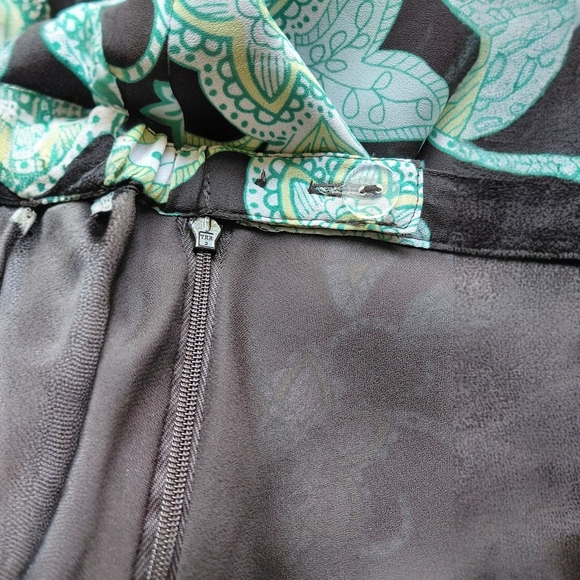 Floral Hi-Low Black and Green Women's Skirt - Picture 7 of 9